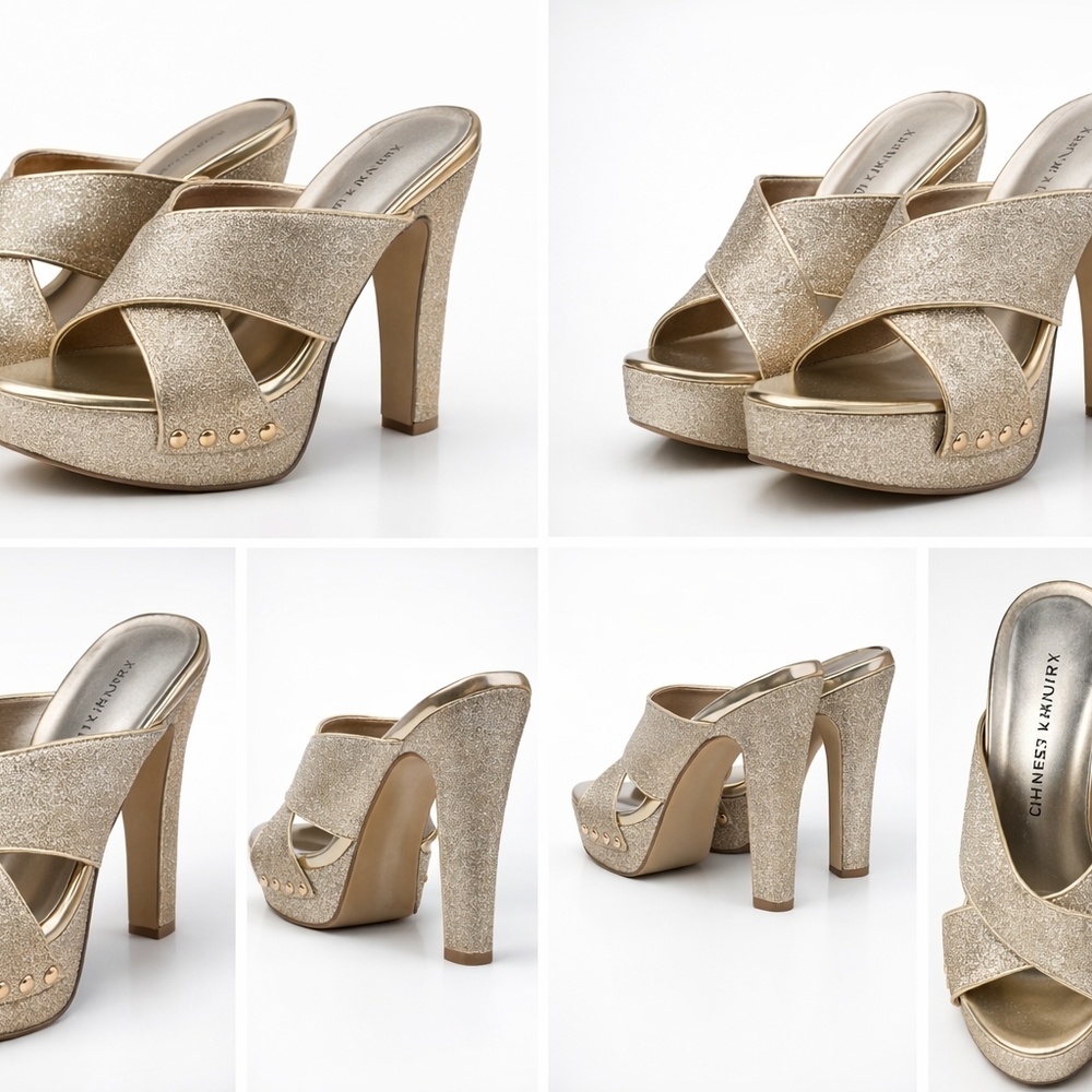 Chinese Laundry Glittering Gold Platform Heels - Picture 2 of 5